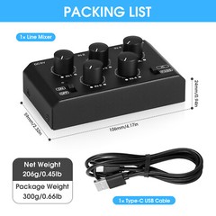 Mini Passive 4 Channel Stereo Audio Mixer for Home/Studio/Bar Recording Line Mix