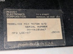 Peavey Electronics CD MIX 9072A Professional DJ Mixer – No Power Supply Untested