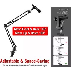 Desk Mount Holder 32″ Microphone Scissor Arm Sets Mic Stand Suspension Boom