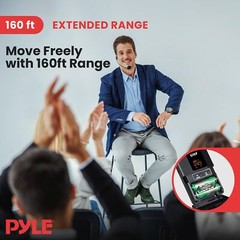 Pyle UHF Wireless Microphone System Kit – Portable Professional Cordless
