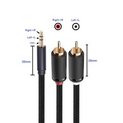 3.5mm Aux to RCA Cable 10FT, 2Pack, Black, 1/8 Male Dual 10 FT, Black