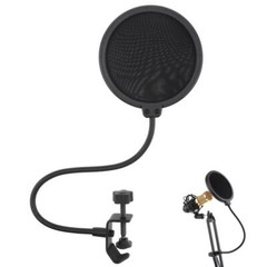 Microphone Pop Filter Dual Layered Mic Shield With Flexible 360° Gooseneck Clip