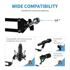 AMS1 Microphone Boom Arm, Adjustable Mic Arm Stand with 3/8” to 5/8” Screw, C…