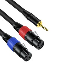 3.3FT-1 Pack 3.5mm TRS to 2 XLR Cable, Black, Unbalanced 1/8 TRS Male to Dual…