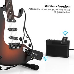 2.4G Wireless Guitar System Transmitter Receiver 6 Channels Rechargeable Y7M3