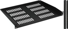 GRW-SHELFVNT1 1U Ventilated Rack Shelf + GRW-RACKRAIL-12U Rack Rails – 12U Pair