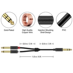 Versatile 6 Feet TRS to Dual TS Y Splitter Cable for Seamless Audio Connection