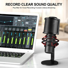 Metal Mesh Microphone Pop Filter Foam Windscreen Cover for 45-63mm Condenser Mic