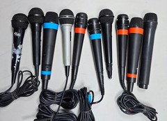 Lot of 10 Assorted Microphones – Untested, Varied Colors, No Packaging