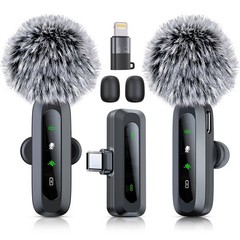 Wireless Microphone Mini Mic for iPhone/Android Phone, LED Display Lavalier