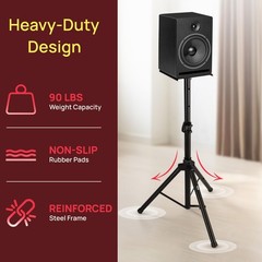 Pyle Adjustable Speaker Stand Pair – Dual Studio Monitor Tripod with Black