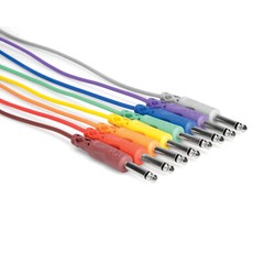Hosa CPP-830 Unbalanced Patch Cables, 1/4 in TS to Same, 1 ft