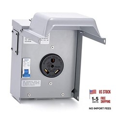 30 Amp Temporary RV Power Outlet with Breaker, Outdoor Breaker Box with 30A