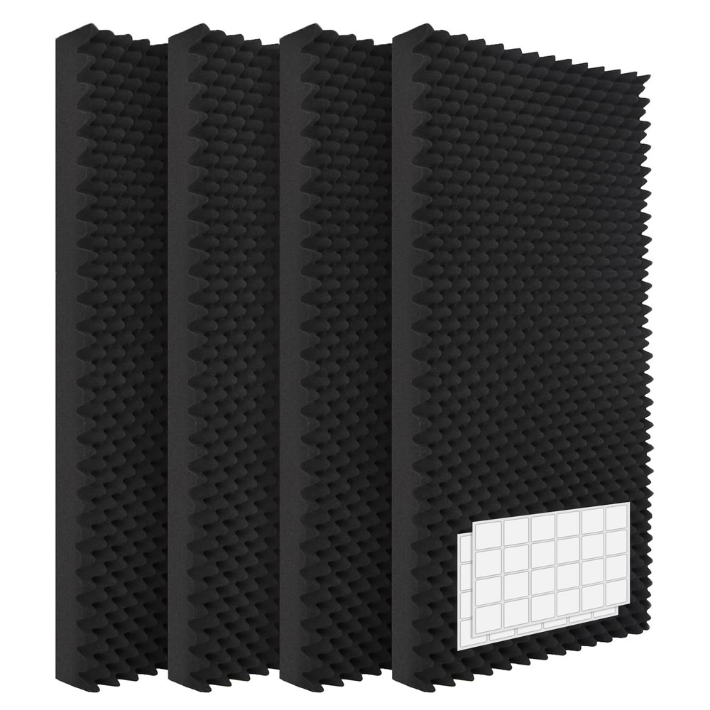 4 Pack Egg-Crate Acoustic Panels, 48×24×2″ Soundproof Wall Foam Sound Dampening