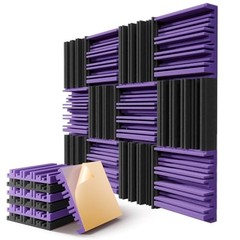 8 Pack Sound Proof Foam Panels for Wall,12″ X 12″ X 2 Inch 8pack Black Purple