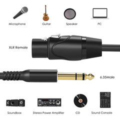 Twozoh XLR Female to 1/4 Inch (6.35Mm) TRS Cable, Quarter Inch Jack Balanced to