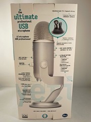 Blue Yeti USB Microphone Silver with Stand USB Cable & Box Tested Working