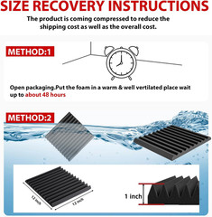 High Density Acoustic Foam Panels – 52 Pack, Fire Resistant, Black