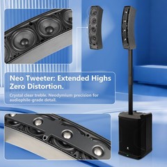 PRORECK 900EX 2000W Peak Line Array PA System, 12″ Subwoofer with Built-in DSP