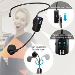 2.4G Wireless Headset Mic and Handheld Mic 2 in 1, 30m Stable Transmission, D…