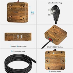 TOPREK Power Strip Surge Protector (1080J), 8 Widely-Spaced Outlets with 1 US…