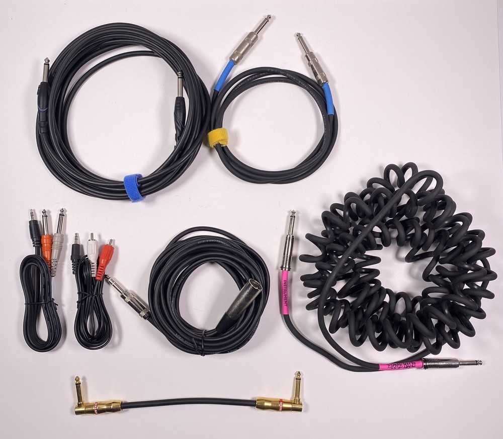 Audio Cable 1/4″ Lot Various Lengths For DJ Sound Booth Stage EUC