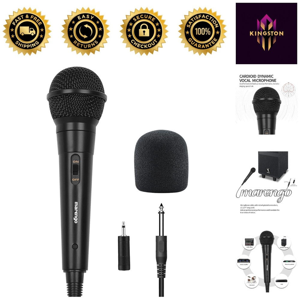 Versatile Handheld Mic with Noise Reduction & 13ft Cord for Performers – Black