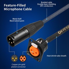 XLR Pass Through Cable, XLR Female Panel Mount to Connector Adapter, Mic Feed…