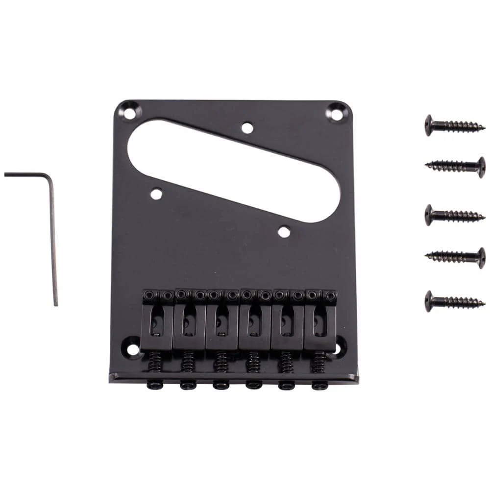 Black Hardtail Bridge for Tele Style Electric Guitar