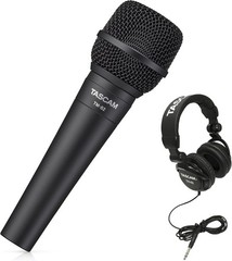 Tascam TM-82 Dynamic Microphone and Studio Headphones Bundle