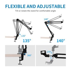 AMS1 Microphone Boom Arm, Adjustable Mic Arm Stand with 3/8” to 5/8” Screw, C…