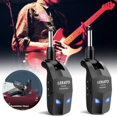 LEKATO Wireless Guitar System Bass Transmitter Receiver 2.4GHz 4 Channels 150FT
