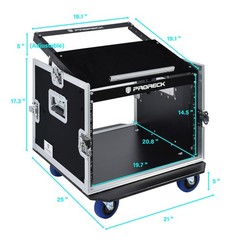 PRORECK 8U 20″ Slant Mixer Rack Road Case DJ Audio Gear with Wheels