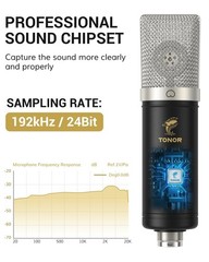 Condenser Microphone 192kHz/24Bit, USB Cardioid Computer Mic Kit with Upgrade…