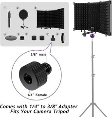 Microphone Isolation Shield with Pop Filter and Mic Stand, Sound Proof Mic Isola