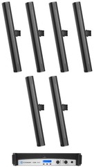 (6) JBL COL800-BK 32″ 70V Commercial Column Wall Mount Array Speakers+Crown Amp