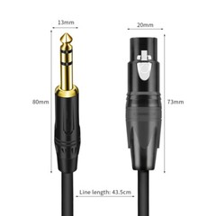 6.35mm (1/4 in) TRS Male to XLR 3 Pins Female Balance Audio Cable Black B19