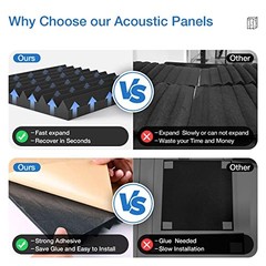 48 Pack Sound Proof Foam Panels for Walls,2″ 2 Inch 48 Pack Self Adhesive Black