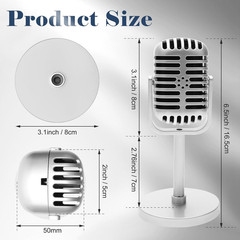 2 Pack Retro Microphone Props Model, 6.7X3.1In Antique Microphone Prop with Stan