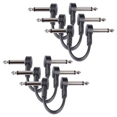 GOGHOST 4 Inch Guitar Patch Cables 6 Pack, 1/4″ TS Right Angle 4 Inch, Black