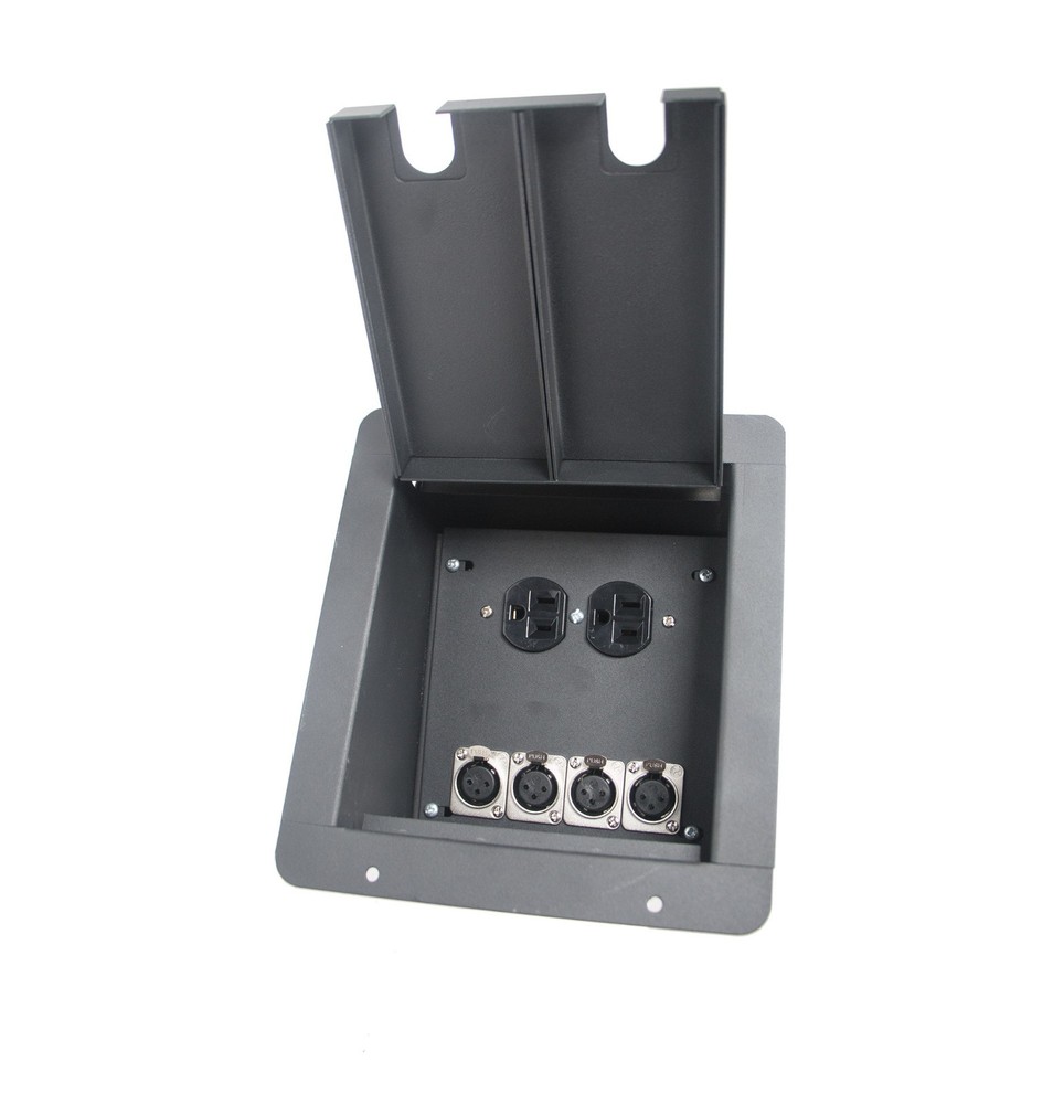 Elite Core Recessed Floor Pocket Box With 4 XLR Female + Duplex AC