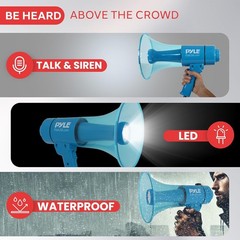 Pyle PMP67WLTB 40W Portable Megaphone Bullhorn and Flashlight With Siren G2U