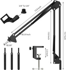 Sturdy Tripod Microphone Stand with 360-Degree Rotation—Perfect for Recording