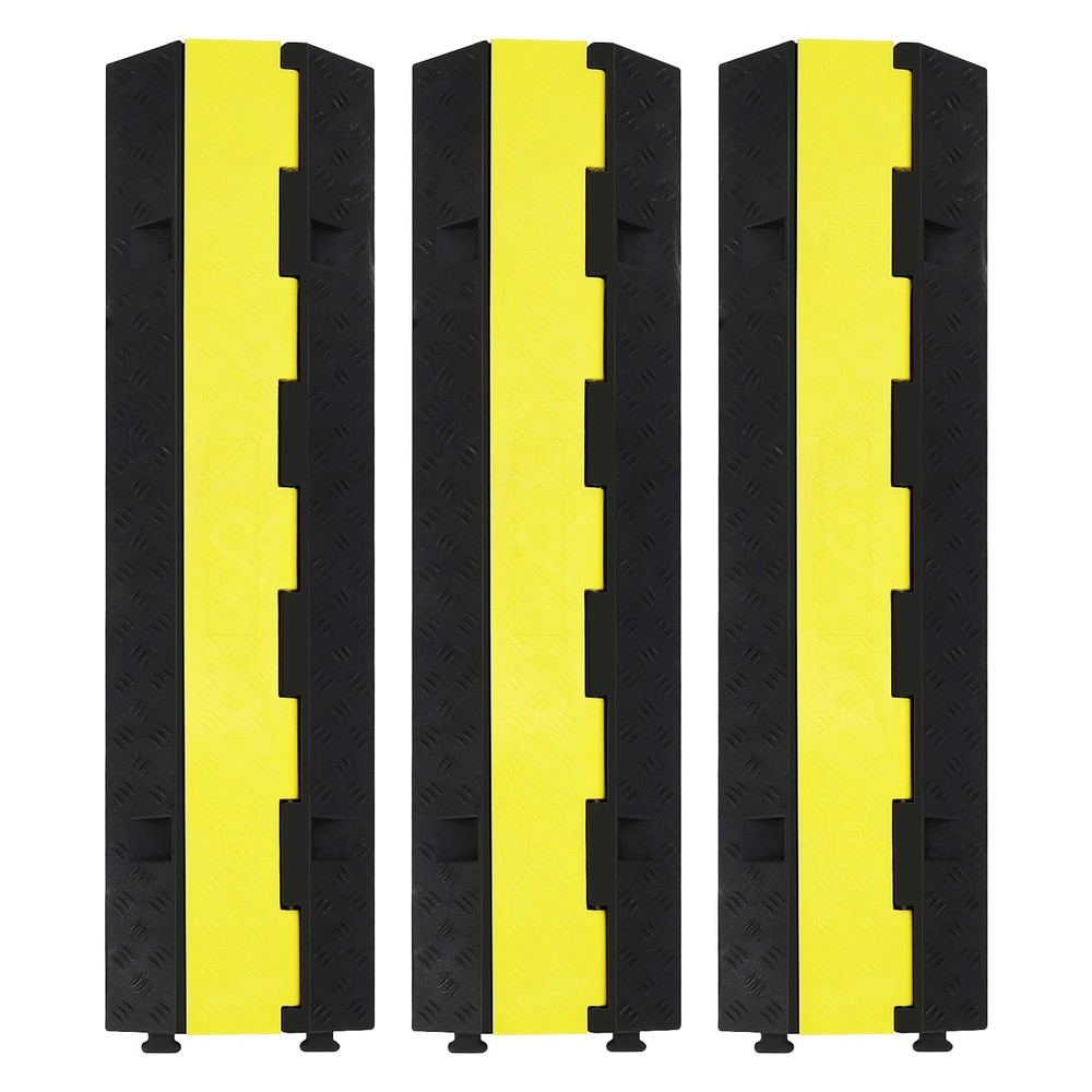 3 Pack 2-Cable Rubber Electrical Wire Cover Cord Protector Ramp 11000 lbs