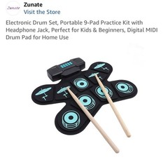 Electronic Drum Set Portable Foldable Built In Dual Stereo Speakers 9 Key Dr CHU