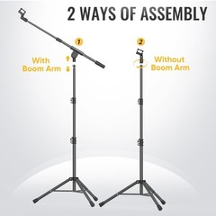 GLEAM Microphone Stand for Light Microphone less than 1 LB – Tripod Boom Arm Mic