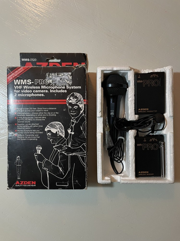 Vintage Azden WMS-PRO VHF Wireless Microphone System for DSLR Camera /Smartphone