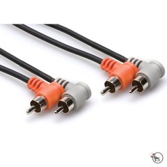 Hosa CRA-202RR Stereo Interconnect Dual Right-Angle RCA to Same (2m, 6.6ft)