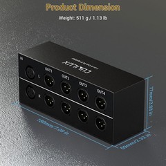4-Way Balanced XLR Splitter Box, Passive Stereo 2-In-8-Out Audio Distributor …