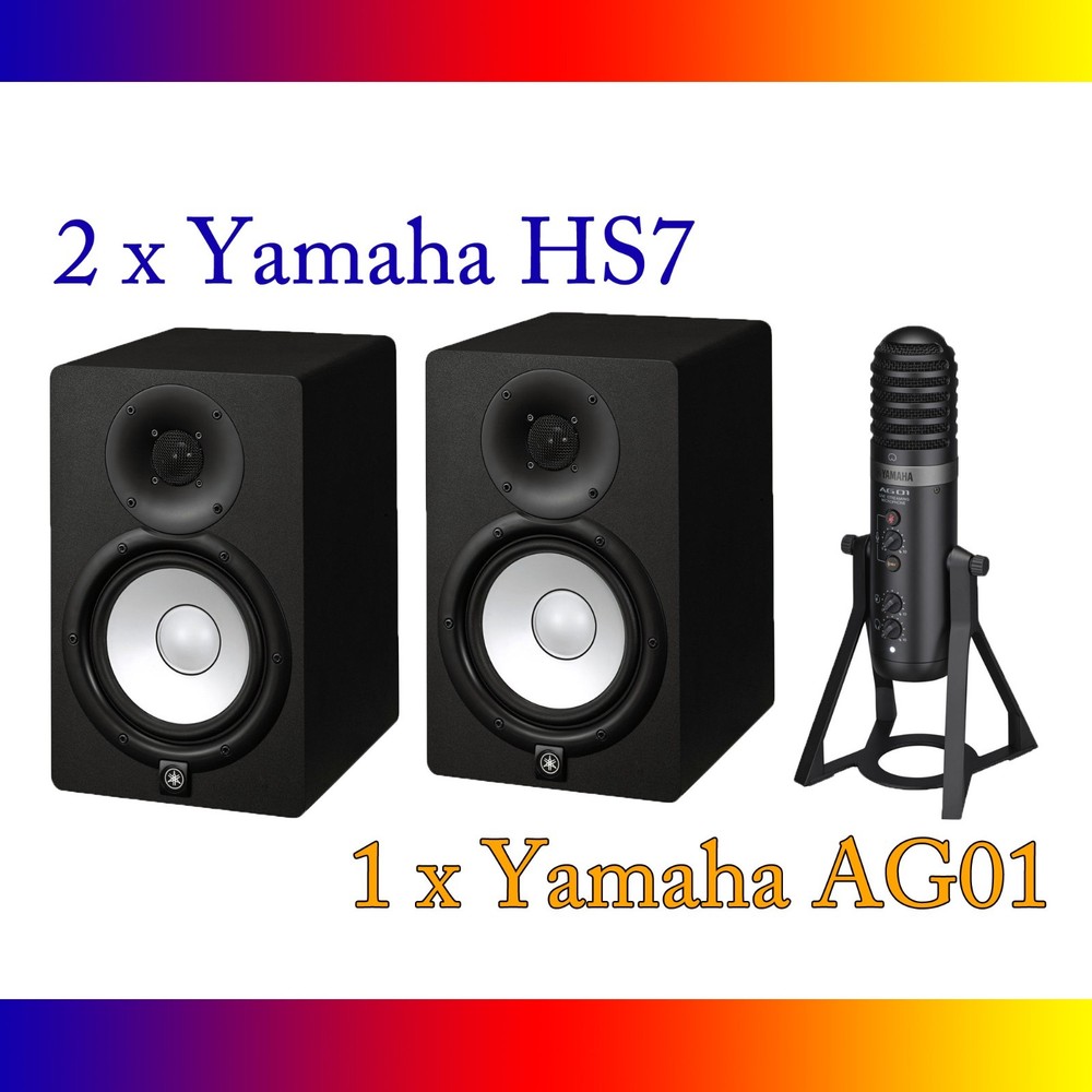2 x Yamaha HS7 Studio Active Monitor Speakers + 1 x Yamaha AG01 USB-C Microphone